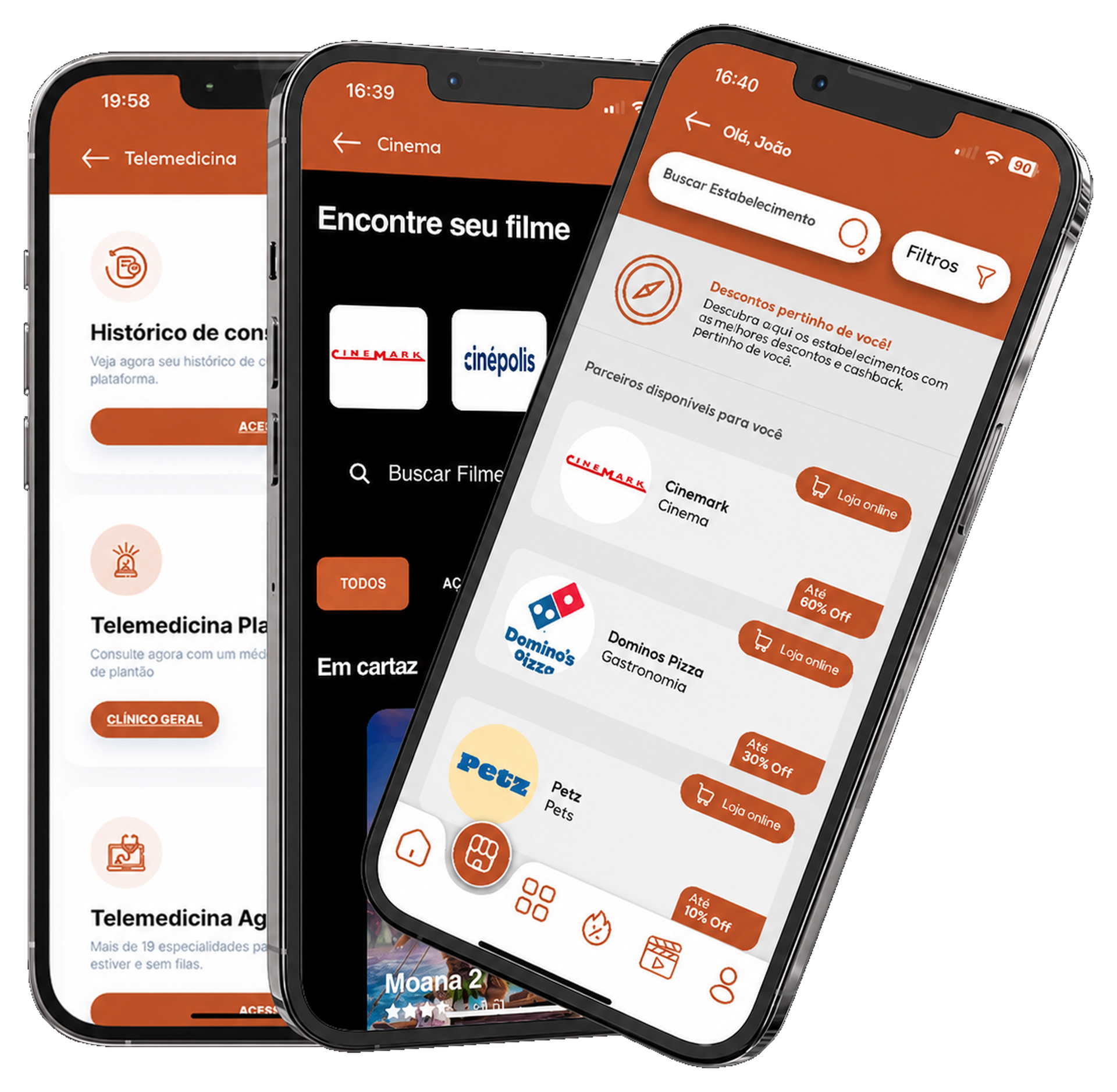 App VALLE em três telas de celular